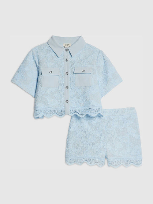 Dsiney Kidz - River Island Blue Lace Blouse Shirt & Shorts Set image 1