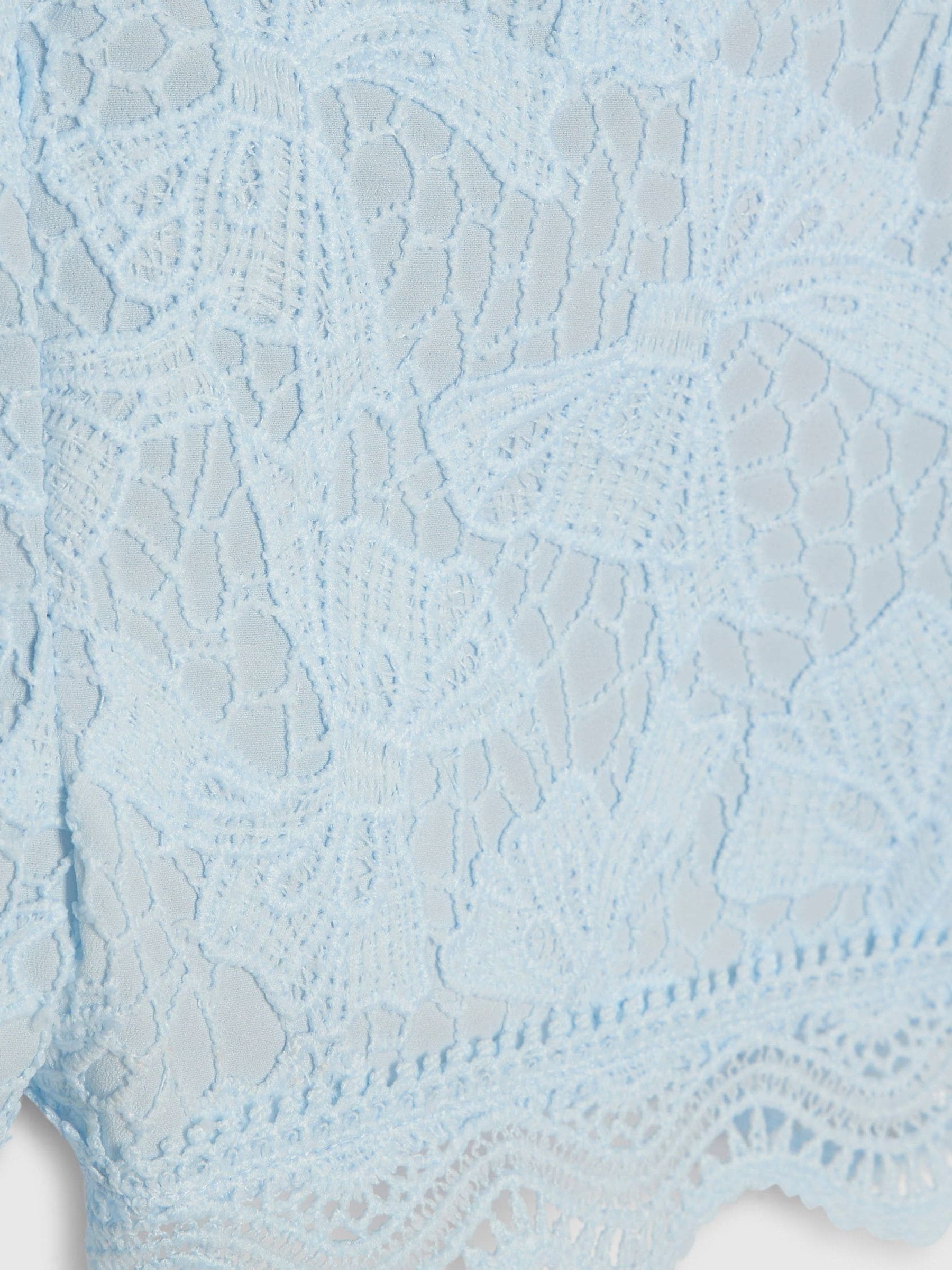 River Island Blue Lace Blouse Shirt & Shorts Set image 4