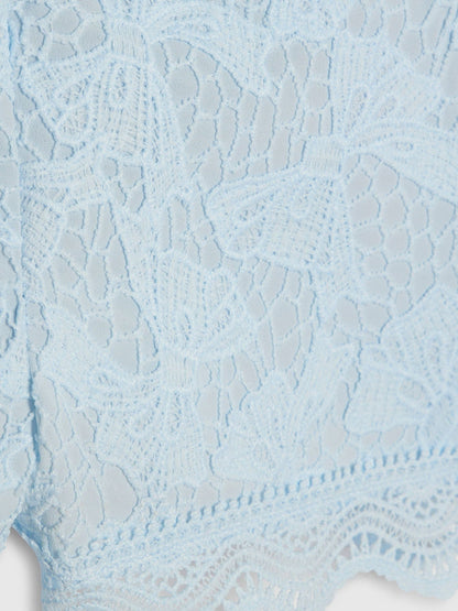 River Island Blue Lace Blouse Shirt & Shorts Set image 4