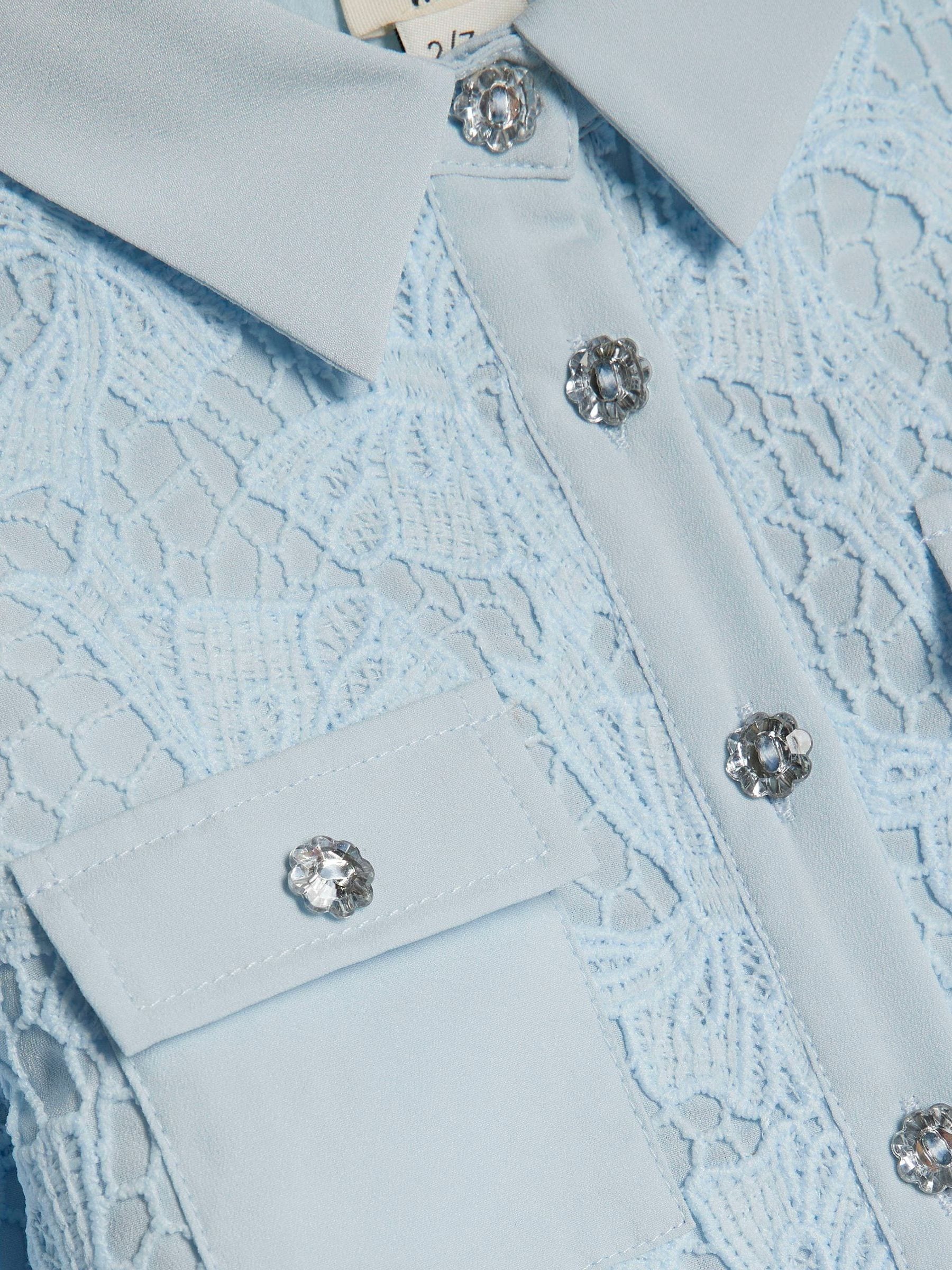 River Island Blue Lace Blouse Shirt & Shorts Set image 5