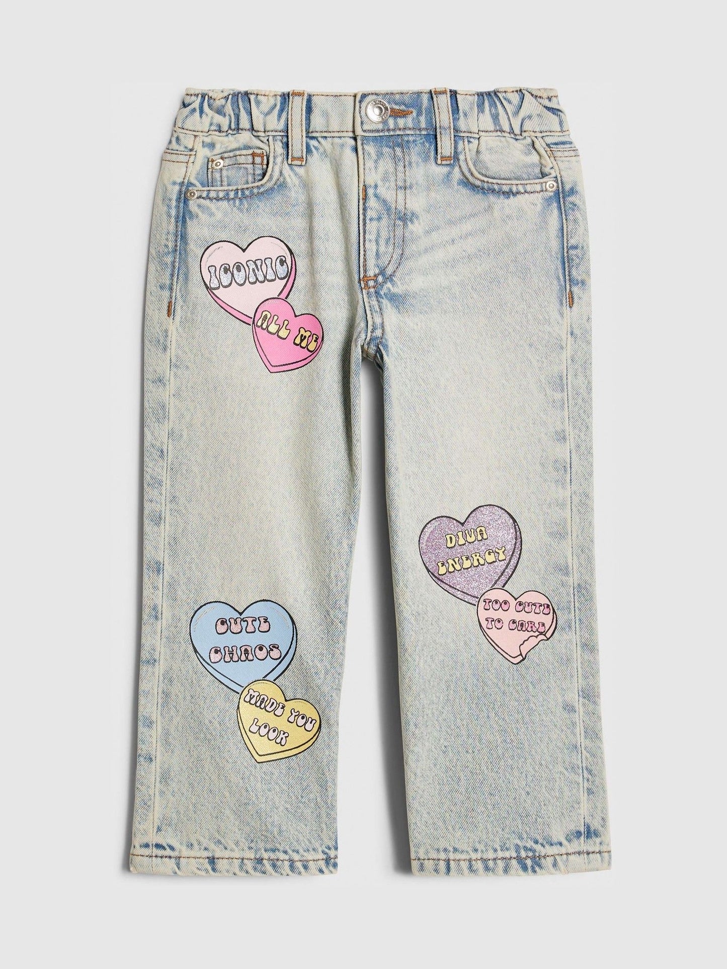 Dsiney Kidz - River Island Blue Loveheart Graffiti Straight Leg Jeans image 1