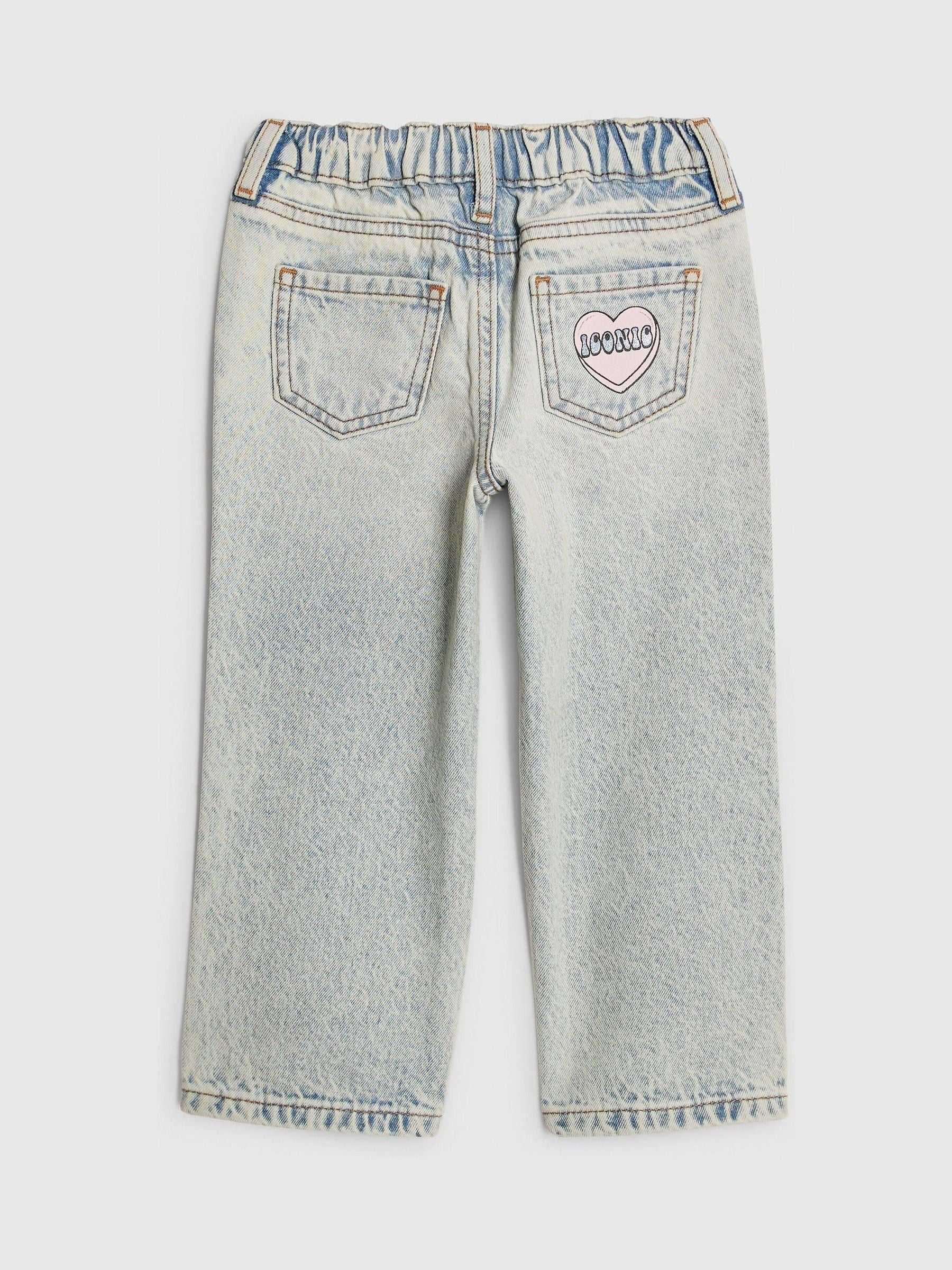 Dsiney Kidz - River Island Blue Loveheart Graffiti Straight Leg Jeans image 2