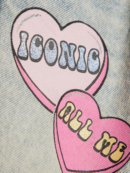 Dsiney Kidz - River Island Blue Loveheart Graffiti Straight Leg Jeans image 3