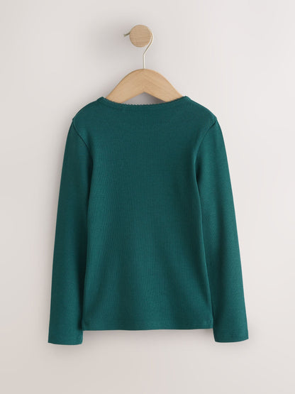 Dsiney Kidz - Green Butterfly Beaded Long Sleeve Tops 4 Pack (3-16yrs) image 2