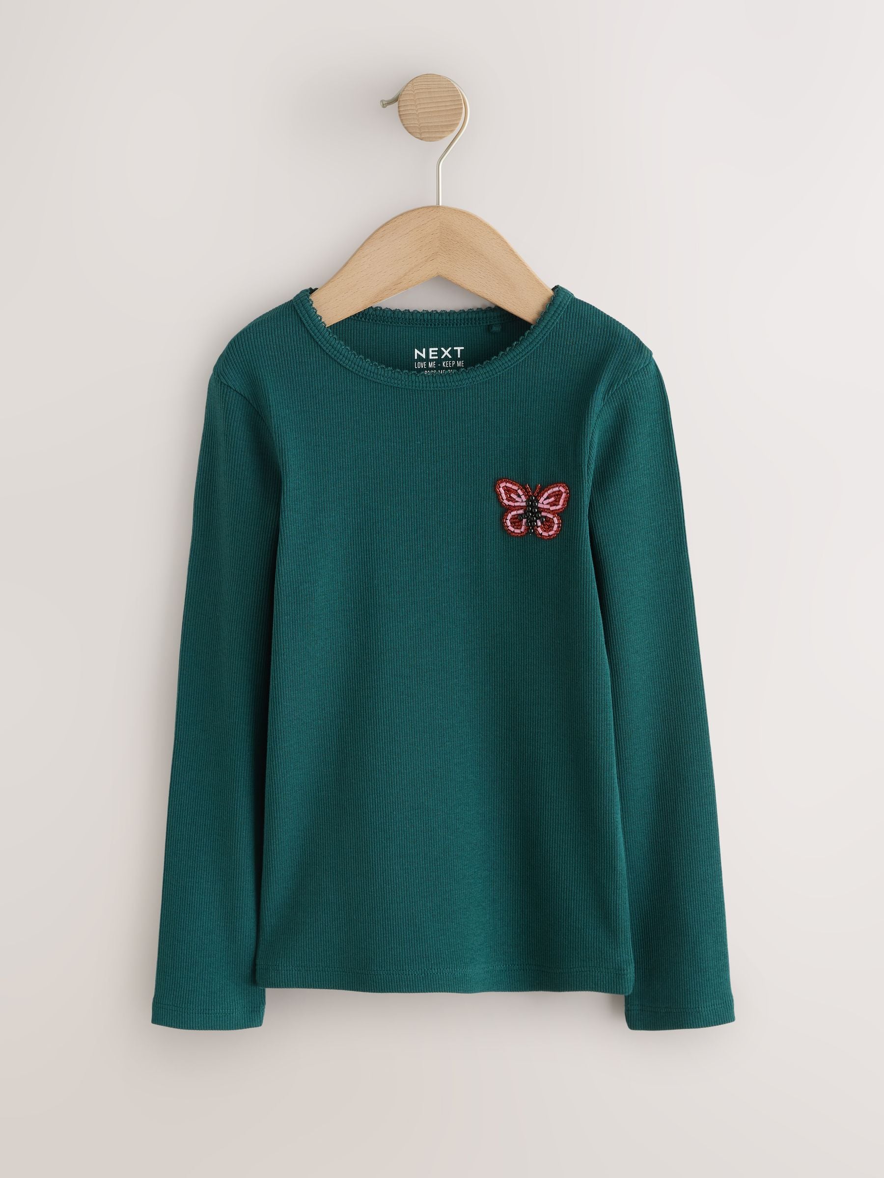 Dsiney Kidz - Green Butterfly Beaded Long Sleeve Tops 4 Pack (3-16yrs) image 3