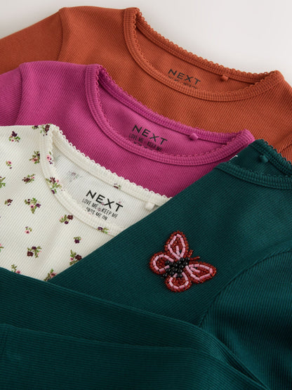 Dsiney Kidz - Green Butterfly Beaded Long Sleeve Tops 4 Pack (3-16yrs) image 8