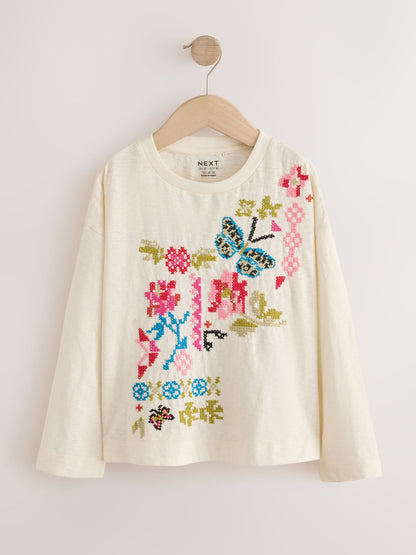 Dsiney Kidz - Ecru Embroidery Long Sleeve Top (3-16yrs) image 6