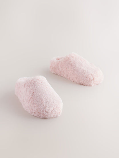 Pink Faux Fur Mule Slippers image 1