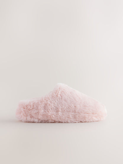 Pink Faux Fur Mule Slippers image 2