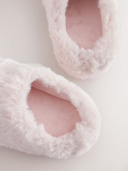Pink Faux Fur Mule Slippers image 4