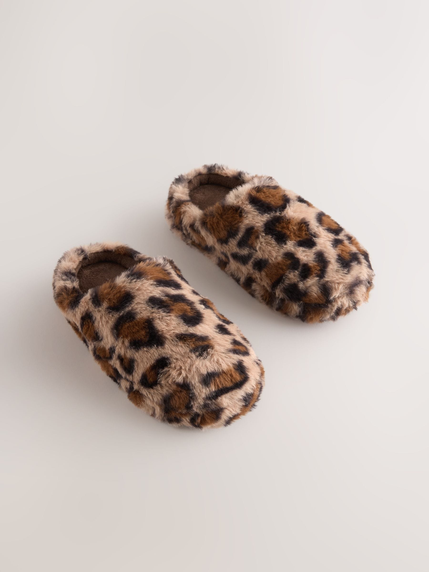 Leopard Print Faux Fur Mule Slippers image 1