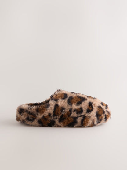 Leopard Print Faux Fur Mule Slippers image 2