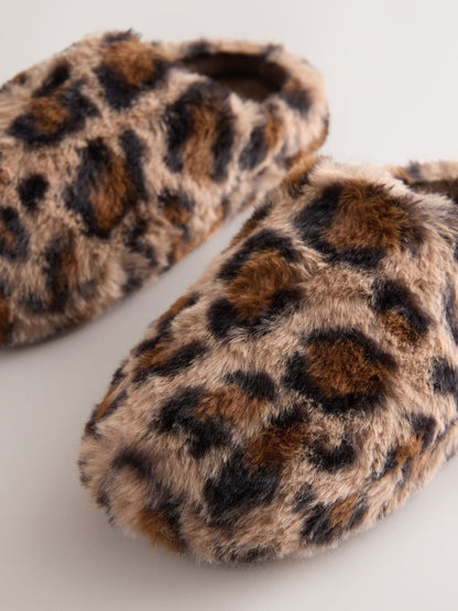Leopard Print Faux Fur Mule Slippers image 3