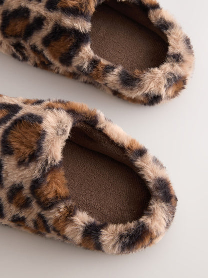 Leopard Print Faux Fur Mule Slippers image 4