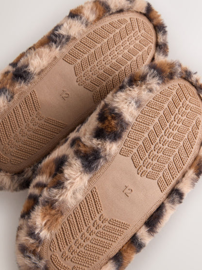 Leopard Print Faux Fur Mule Slippers image 5