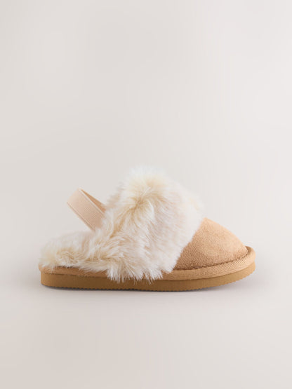 Tan Brown Warm Lined Mule Slippers image 2