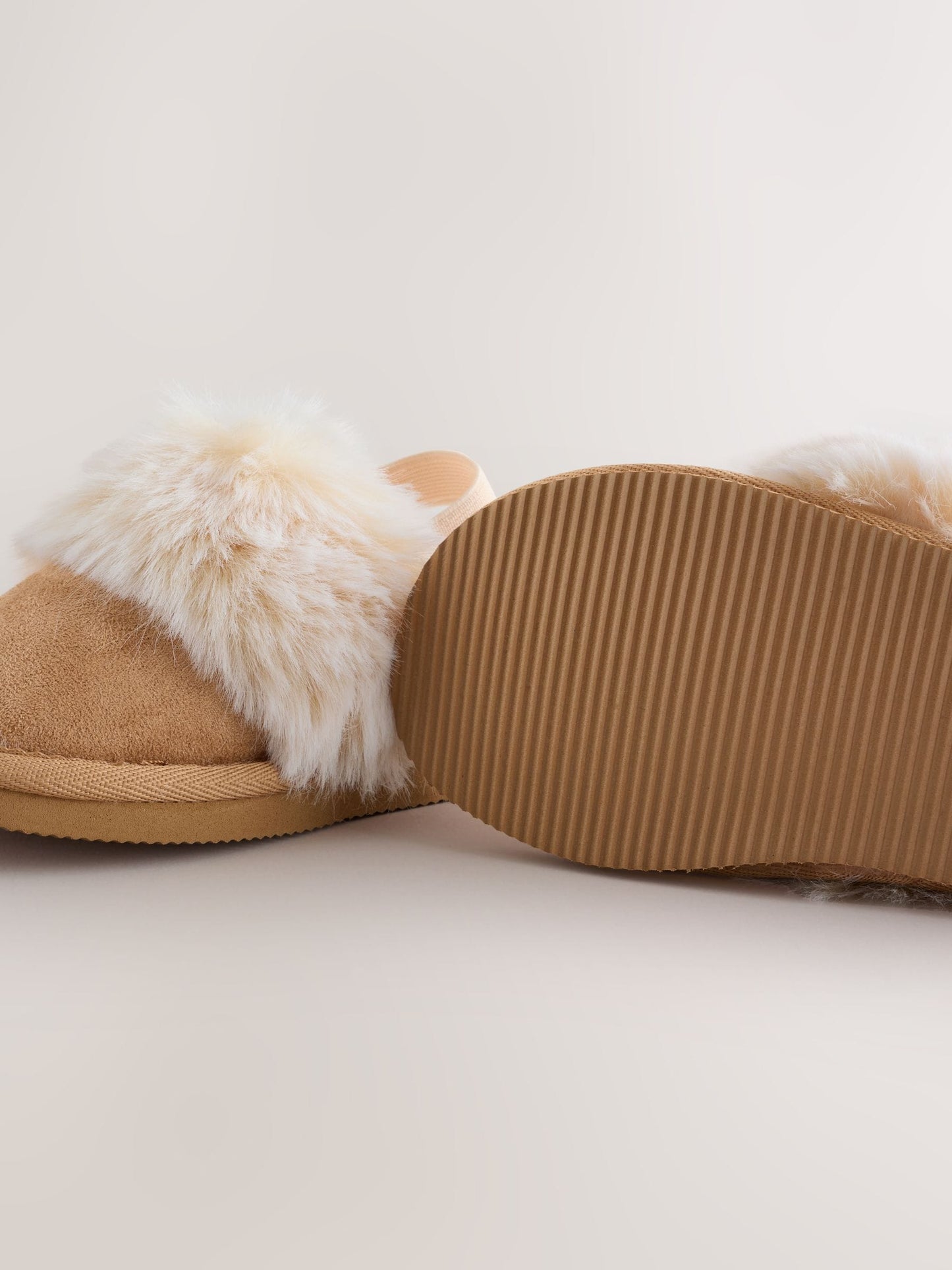 Tan Brown Warm Lined Mule Slippers image 3