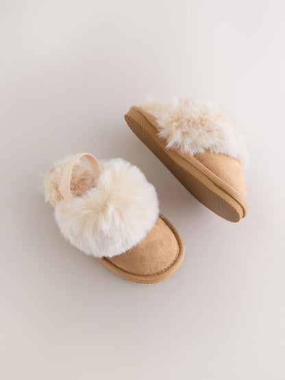 Tan Brown Warm Lined Mule Slippers image 5