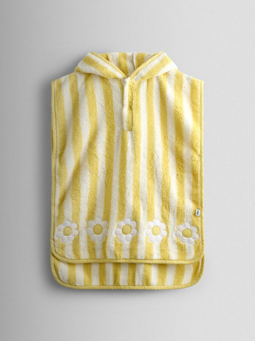 JoJo Maman Bébé Yellow Stripe Daisy Hooded Poncho Towel image 1