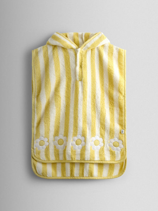 JoJo Maman Bébé Yellow Stripe Daisy Hooded Poncho Towel image 1