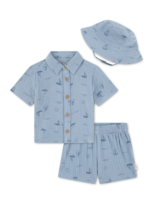 Huggies Blue Shirt, Shorts & Hats 3 Piece Set image 1