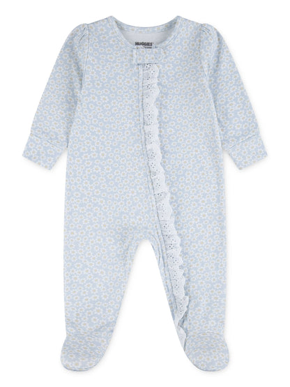Huggies Blue Floral Footed Sleepsuit image 1