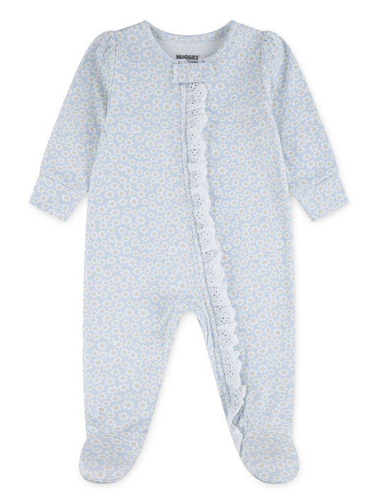 Huggies Blue Floral Footed Sleepsuit image 1