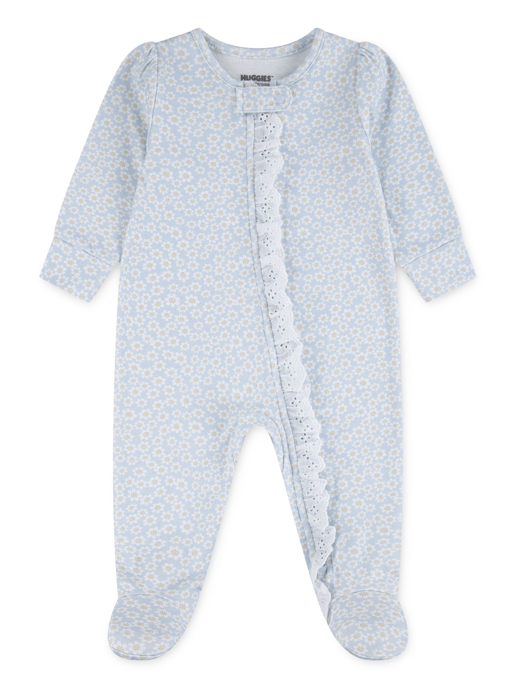 Huggies Blue Floral Footed Sleepsuit image 1