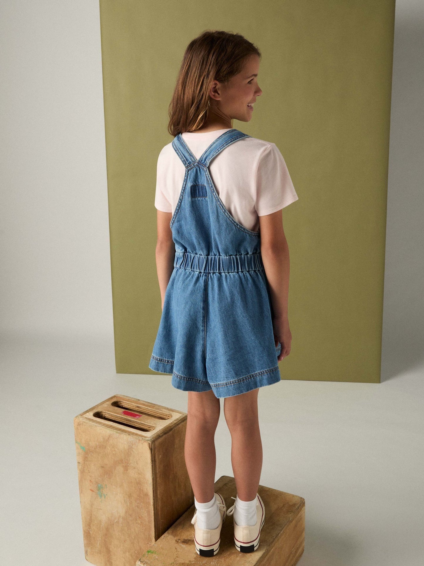 Levi's® Blue Tie Waist Logo Dungaree image 2