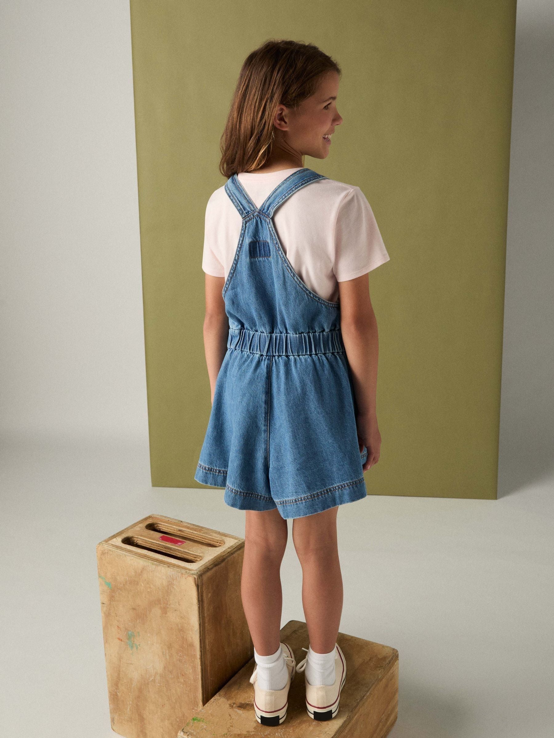 Levi's® Blue Tie Waist Logo Dungaree image 2