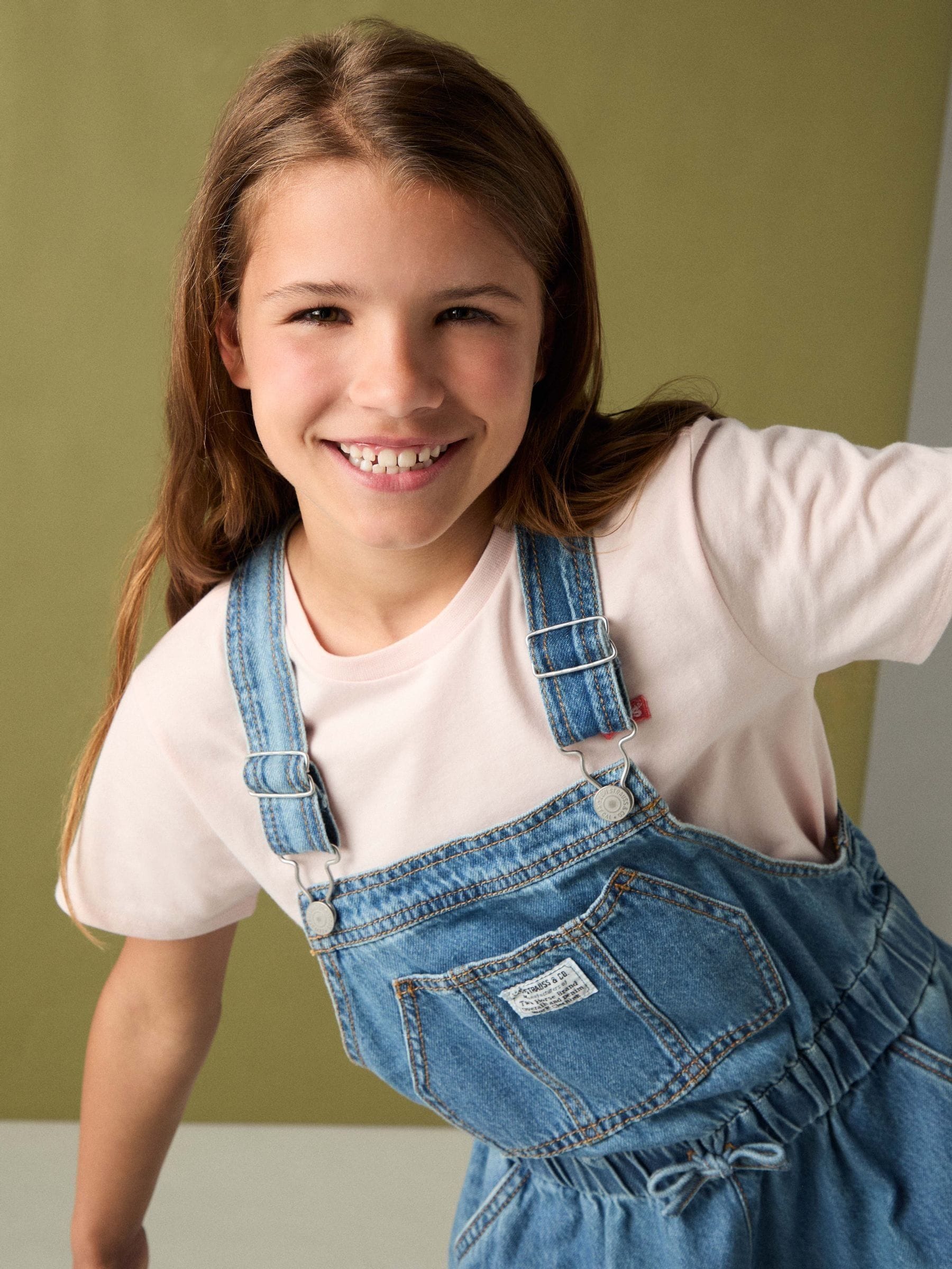 Levi's® Blue Tie Waist Logo Dungaree image 3