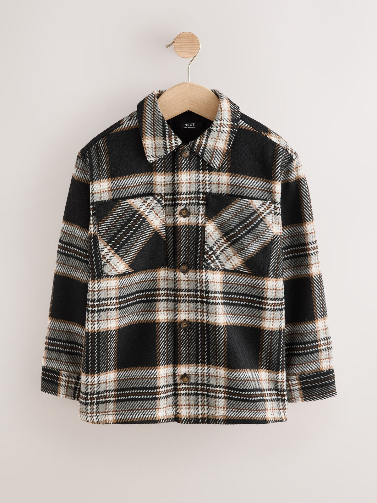 Black/White Check Jersey Lined Overshirt (3-16yrs) - image 1