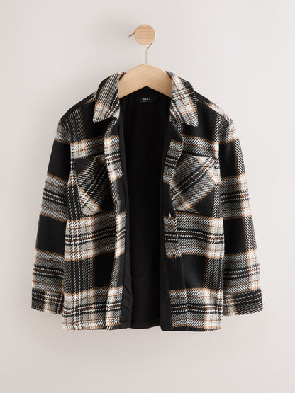 Black/White Check Jersey Lined Overshirt (3-16yrs) - image 3