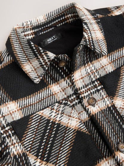 Black/White Check Jersey Lined Overshirt (3-16yrs) - image 4