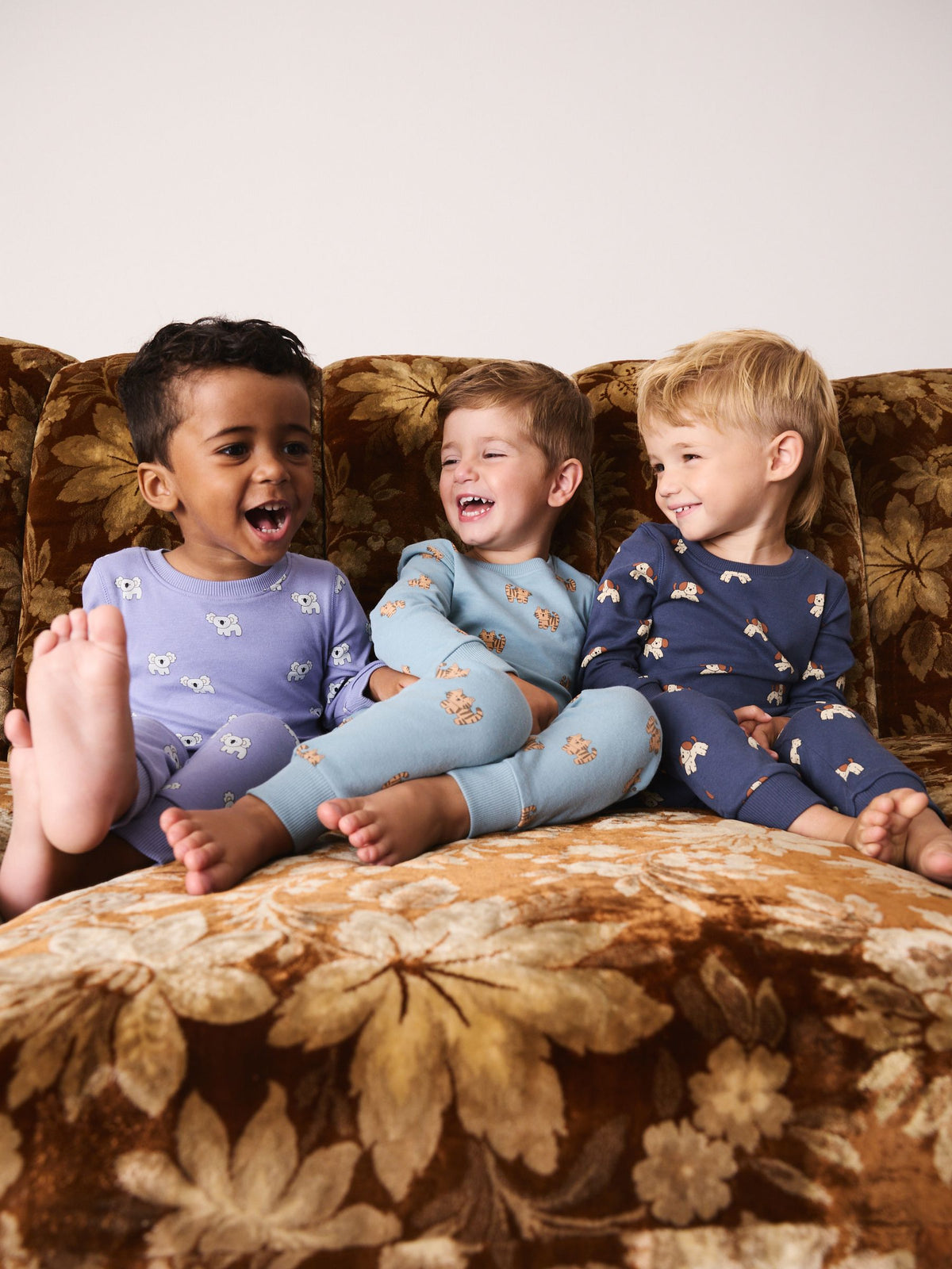 Blue/Green/Navy Animal Mini Print Snuggle Pyjamas 3 Pack (9mths-10yrs) - image 2