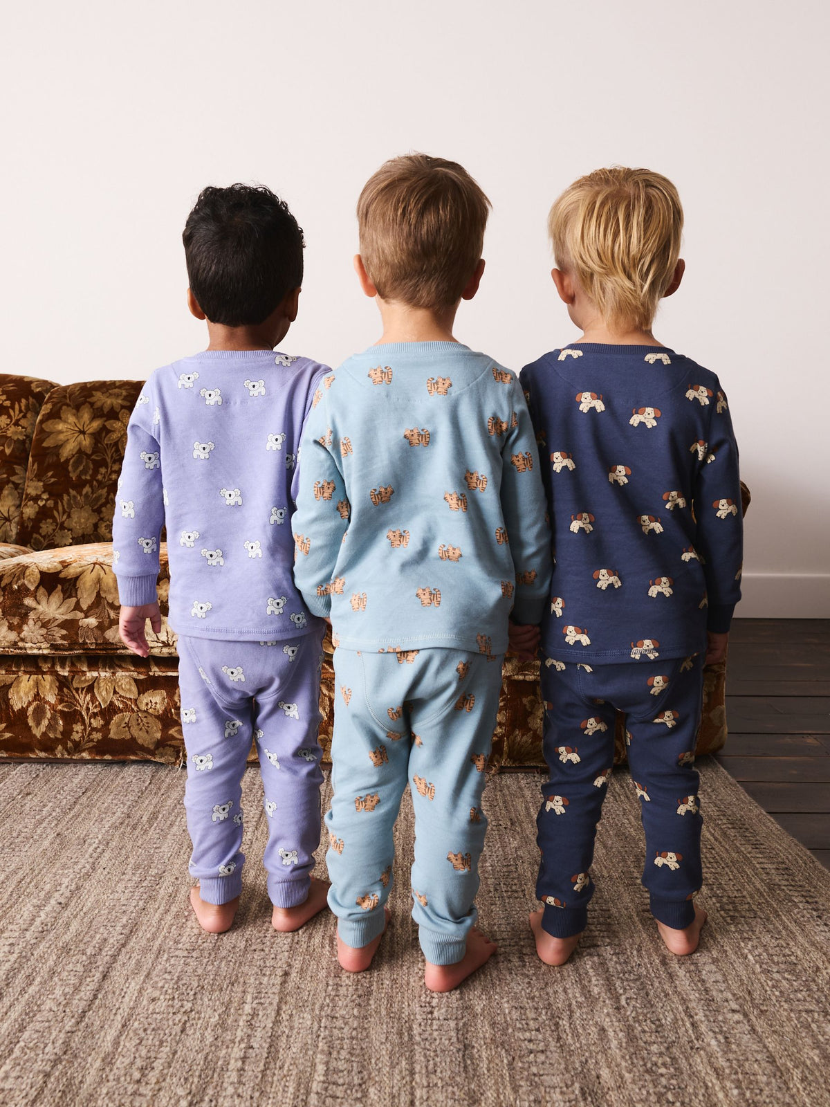 Blue/Green/Navy Animal Mini Print Snuggle Pyjamas 3 Pack (9mths-10yrs) - image 3