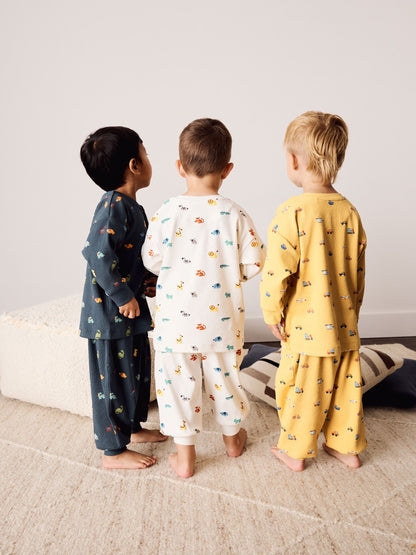 Ochre/Ecru/Navy Mini Print Oversized Pyjamas 3 Pack (9mths-8yrs) - image 3