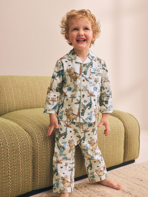 Dsiney Kidz - Ecru Watercolour Dino Button Down Pyjamas (9mths-10yrs) image 1