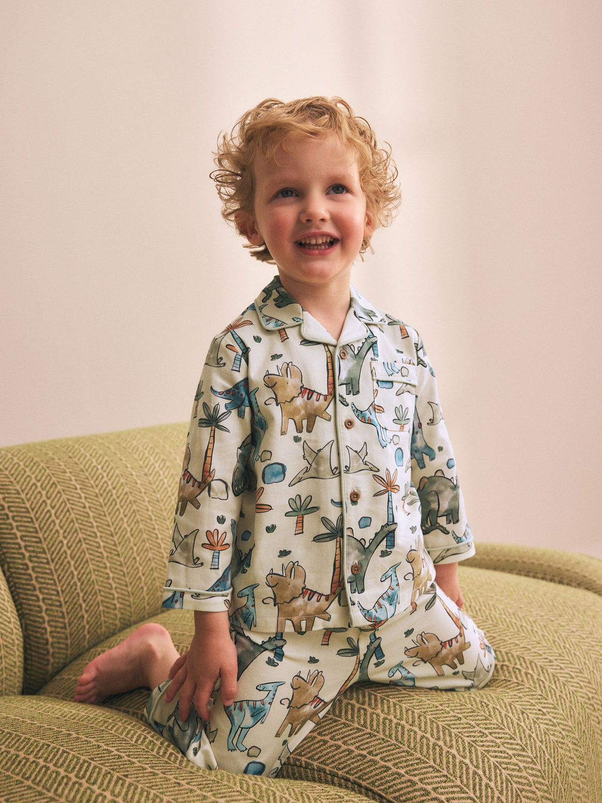 Dsiney Kidz - Ecru Watercolour Dino Button Down Pyjamas (9mths-10yrs) image 3