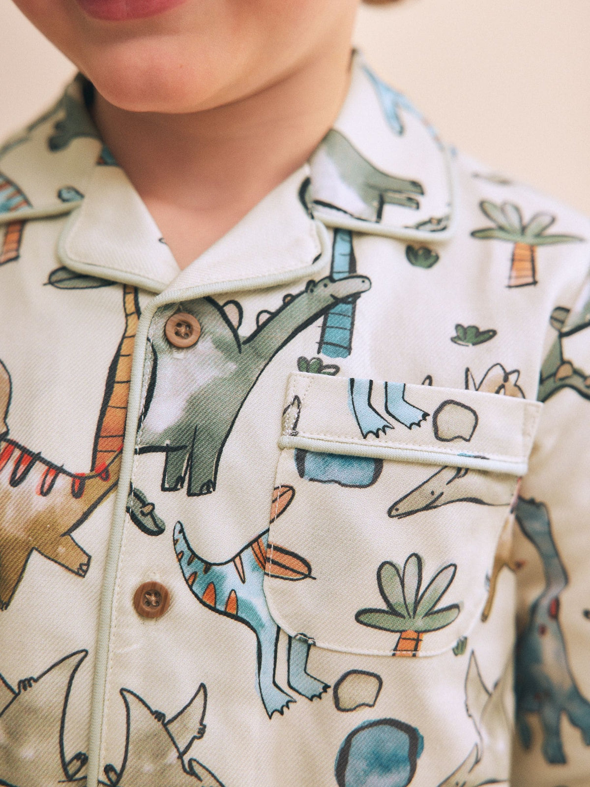 Dsiney Kidz - Ecru Watercolour Dino Button Down Pyjamas (9mths-10yrs) image 5