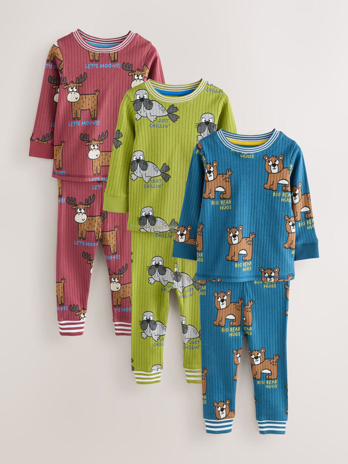 Dsiney Kidz - Red/Green All Over Animal Snuggle Pyjamas 3 Pack (9mths-10yrs) image 5