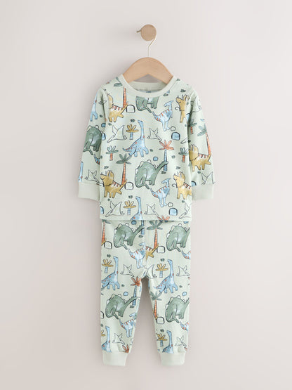 Green/Orange Dino Sketch Snuggle Pyjamas 3 Pack (9mths-8yrs) - image 5