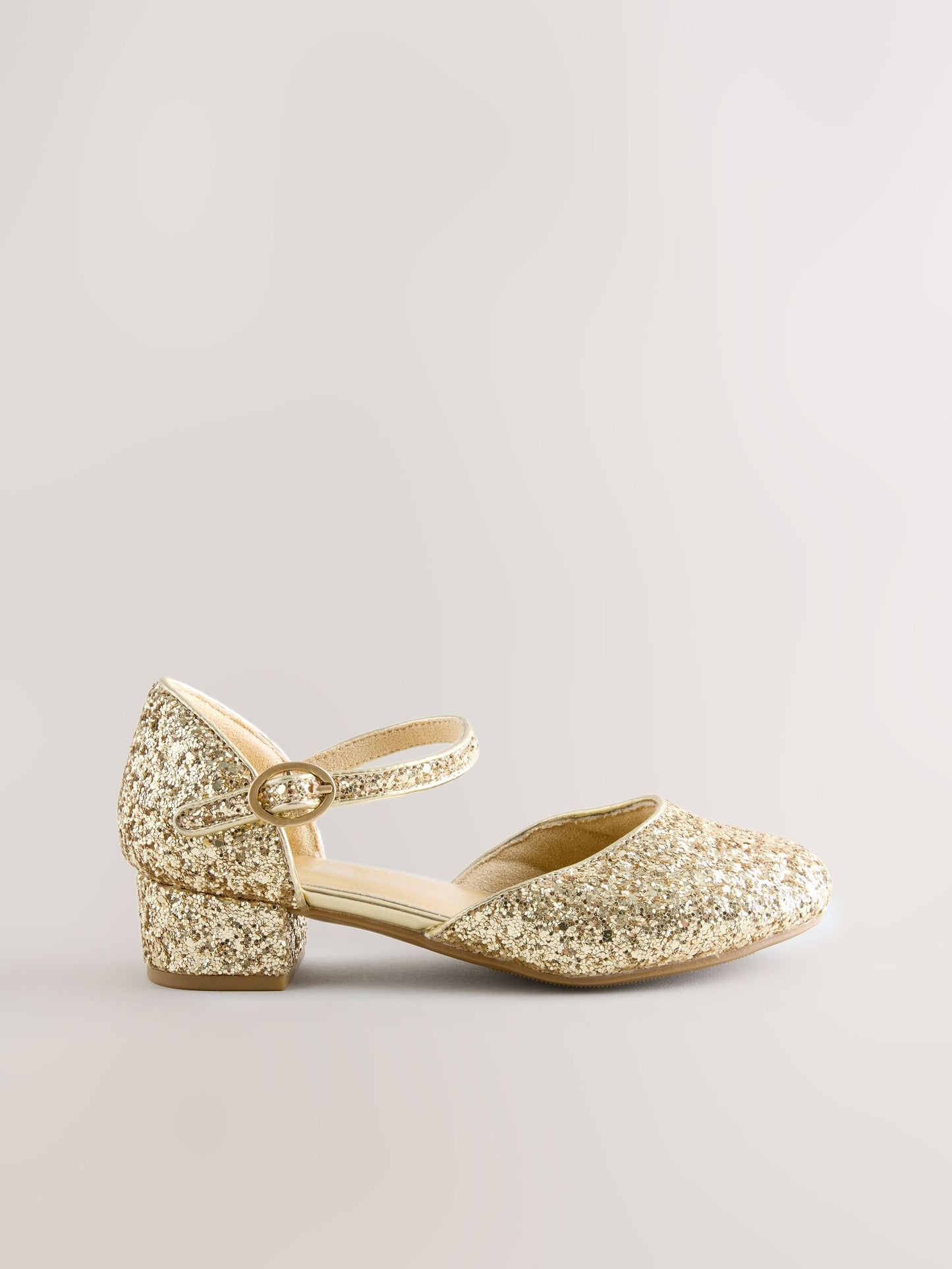 Gold Chunky Glitter Wide Fit (G) Two Part Heeled Shoes image 2