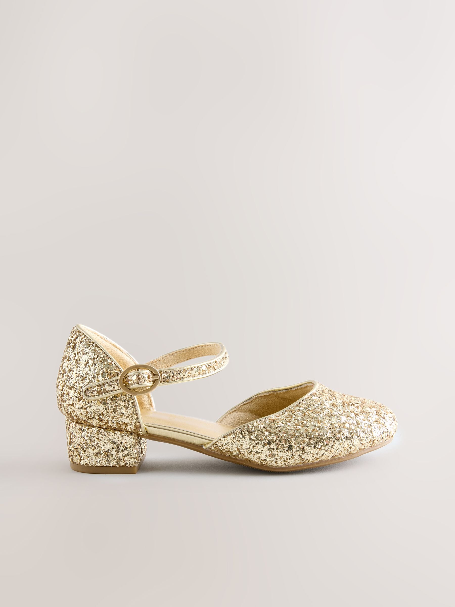 Gold Chunky Glitter Wide Fit (G) Two Part Heeled Shoes image 2