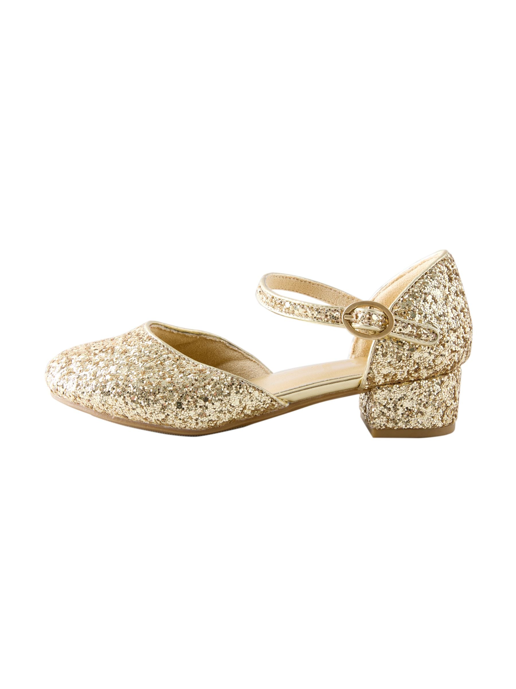 Gold Chunky Glitter Wide Fit (G) Two Part Heeled Shoes image 6