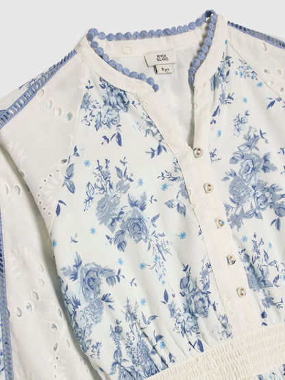 River Island Blue Patchwork Shirt Dress image 3