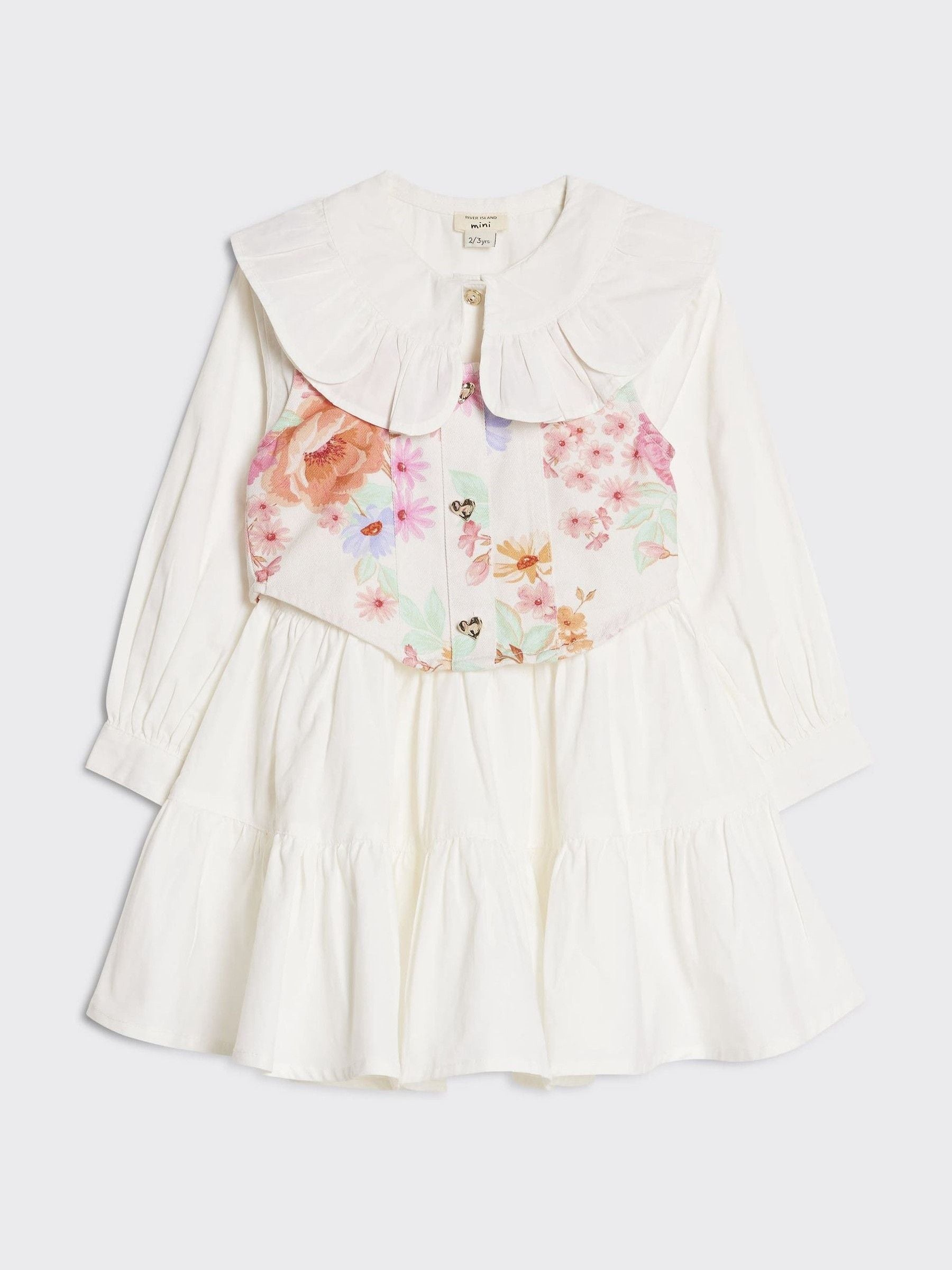 River Island White Hybrid 2 in 1 Shirt Dress image 1