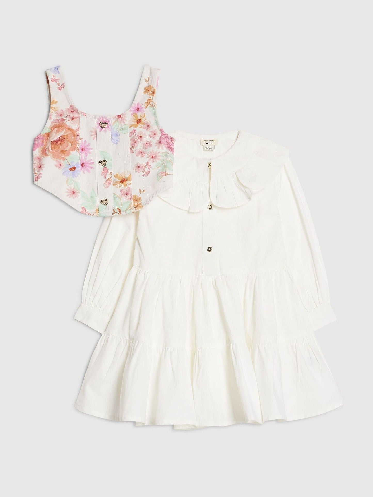 River Island White Hybrid 2 in 1 Shirt Dress image 3