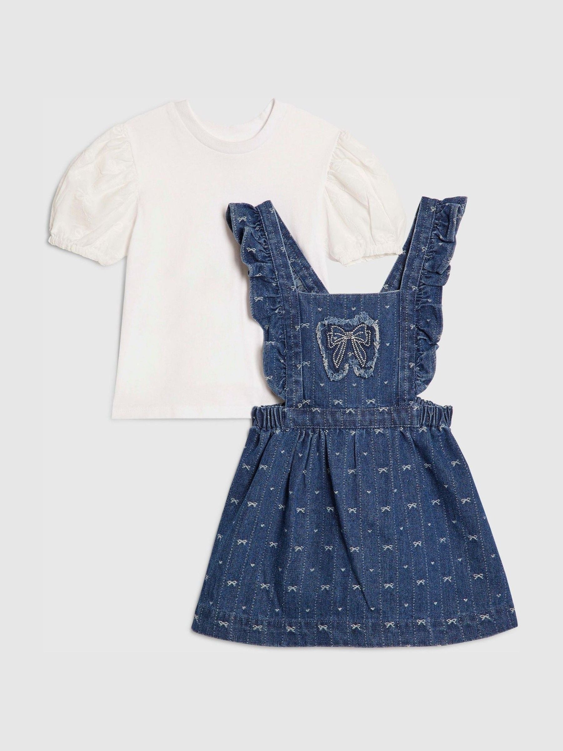 River Island Blue Bow Pinny Shirt Dress image 2