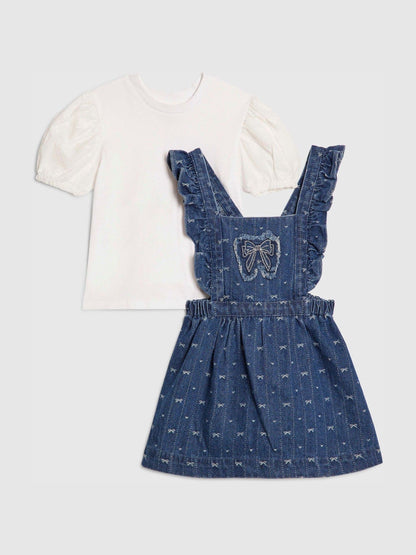 River Island Blue Bow Pinny Shirt Dress image 2